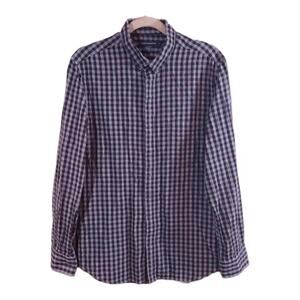 French Connection Long Sleeve Button-down Shirt in Gray & Black Gingham Men's L
